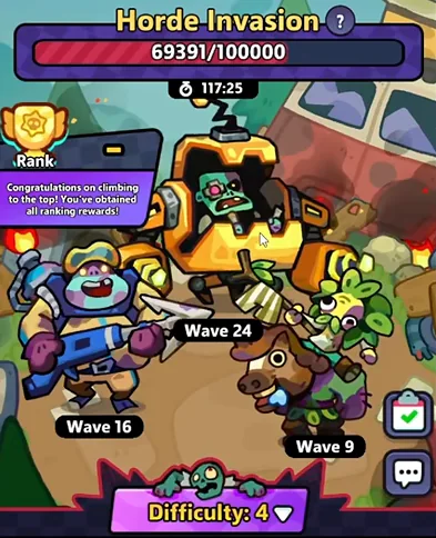 Horde lobby at difficulty 4 with bosses on Wave 9, Wave 16 and Wave 24