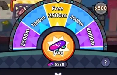 The wheel at x500 landing on Free 2500m