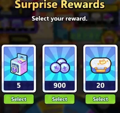 Surprise Rewards offering a wishbox, pinballs or food