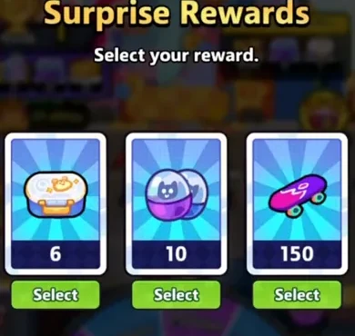 Surprise Rewards offering food, a capsule or skateboards
