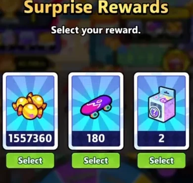 Surprise Rewards offering candy, skateboards or a wishbox