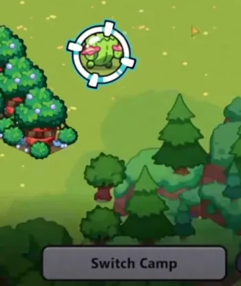 The Raid screen with the Switch Camp button at the bottom to change target