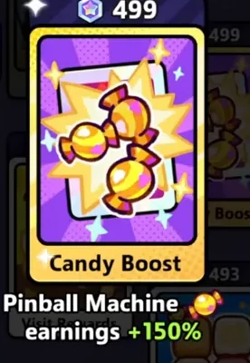Campaign milestone 499 rewarding a Candy Boost of +150% Pinball Machine earnings