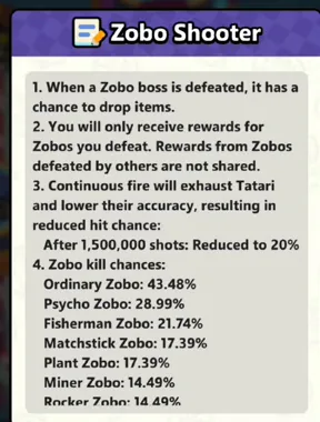Zobo Shooter rules 1 to 4